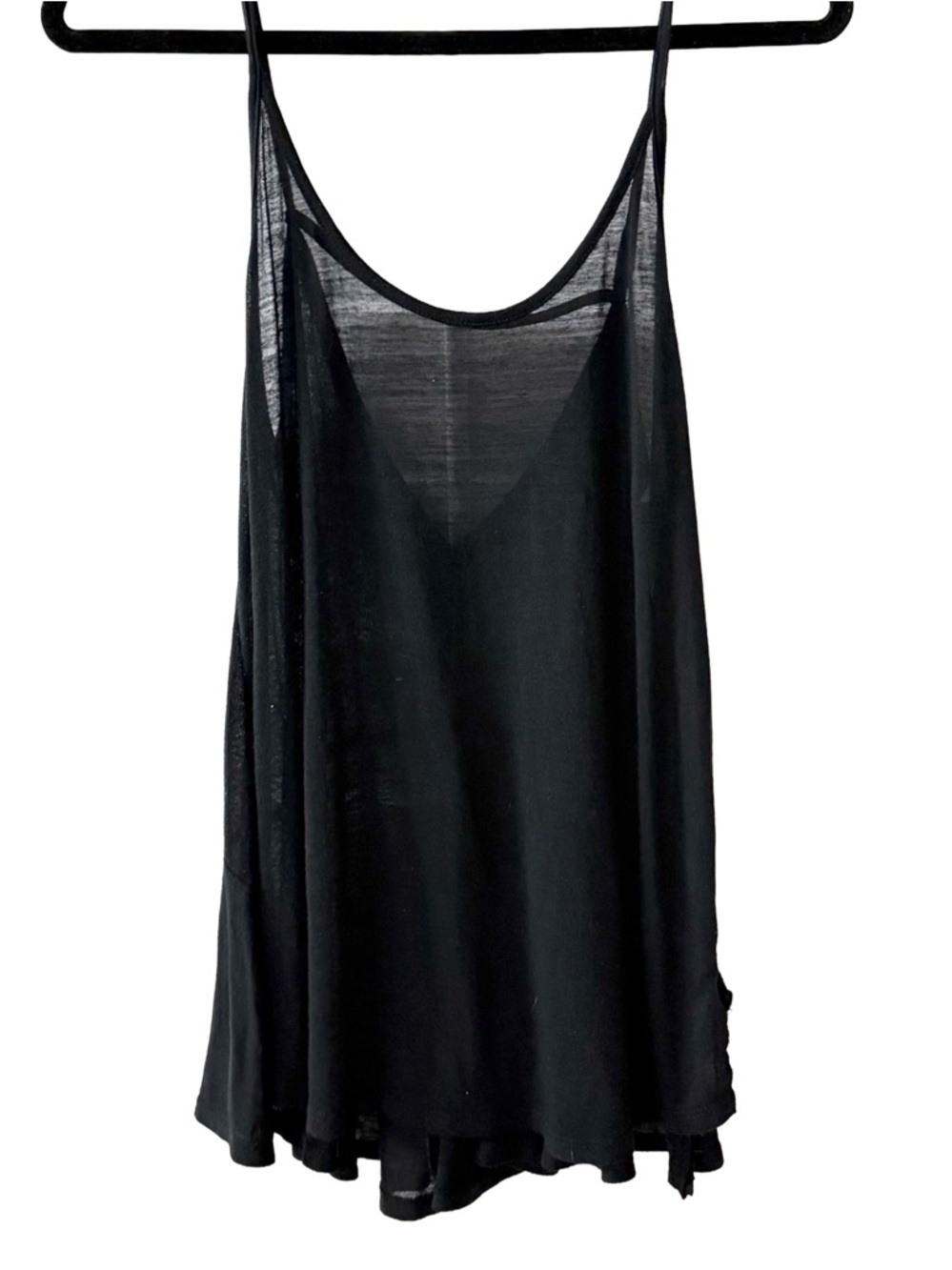 FREE PEOPLE WE THE FREE Black Scoop Neck Semi-Sheer Intimate Tank | Medium